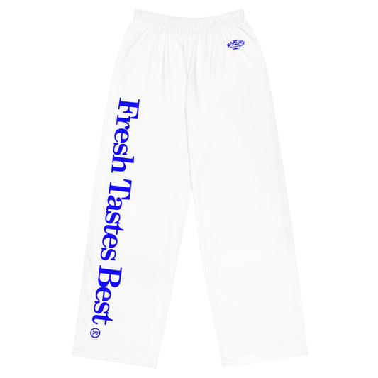 White Fresh Tastes Best Martin's Slogan Unisex Wide-leg Pants