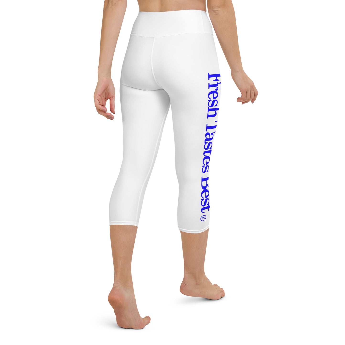 White Fresh Tastes Best Martin's Slogan Yoga Capri Leggings