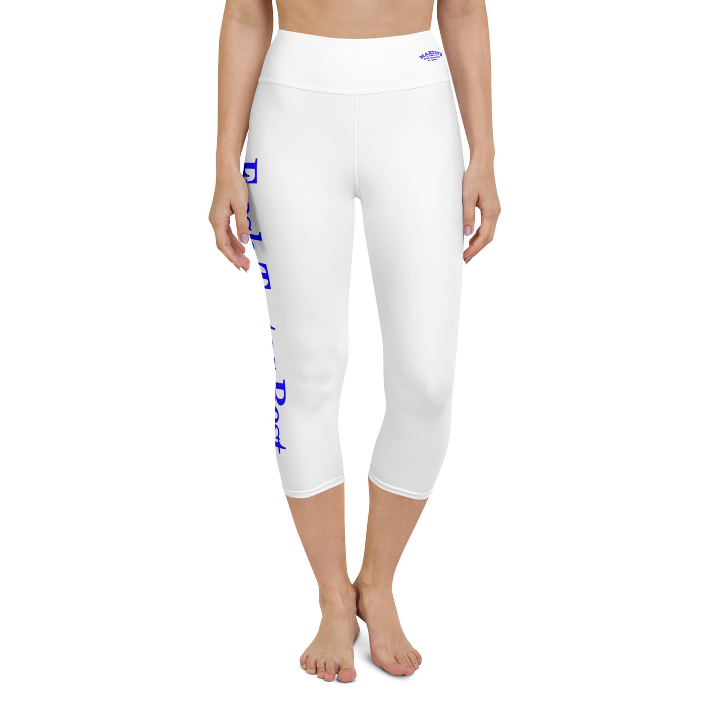 White Fresh Tastes Best Martin's Slogan Yoga Capri Leggings
