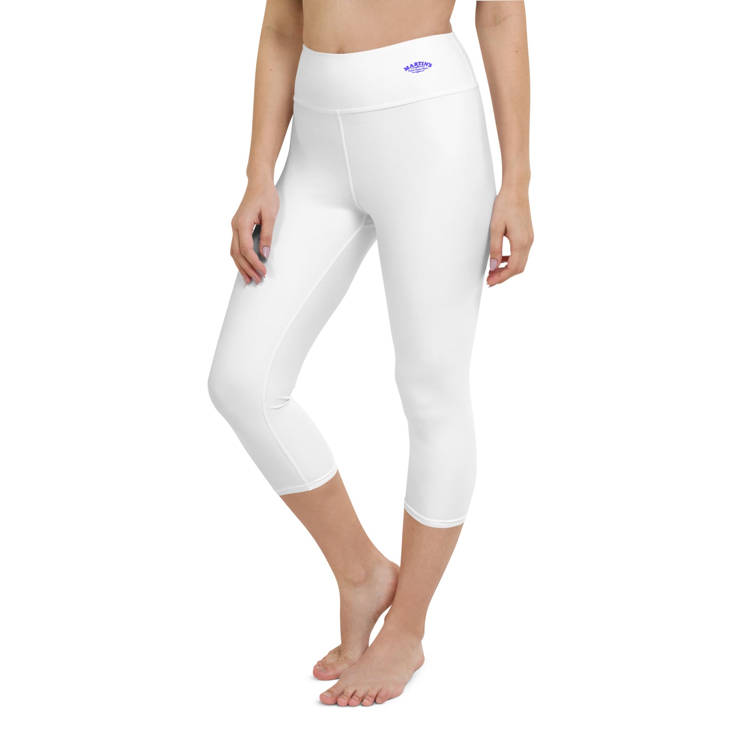 White Fresh Tastes Best Martin's Slogan Yoga Capri Leggings