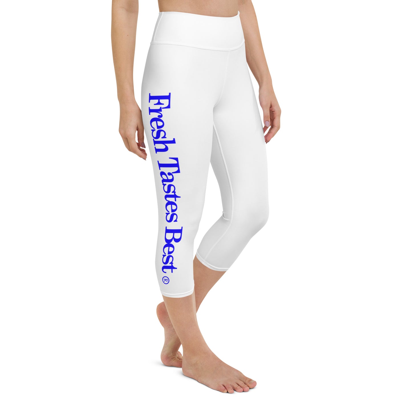 White Fresh Tastes Best Martin's Slogan Yoga Capri Leggings