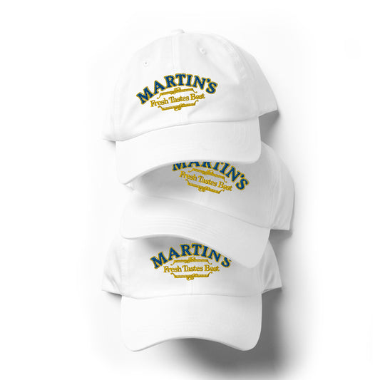 White Logo Dad Hat - Blue & Gold Embroidery