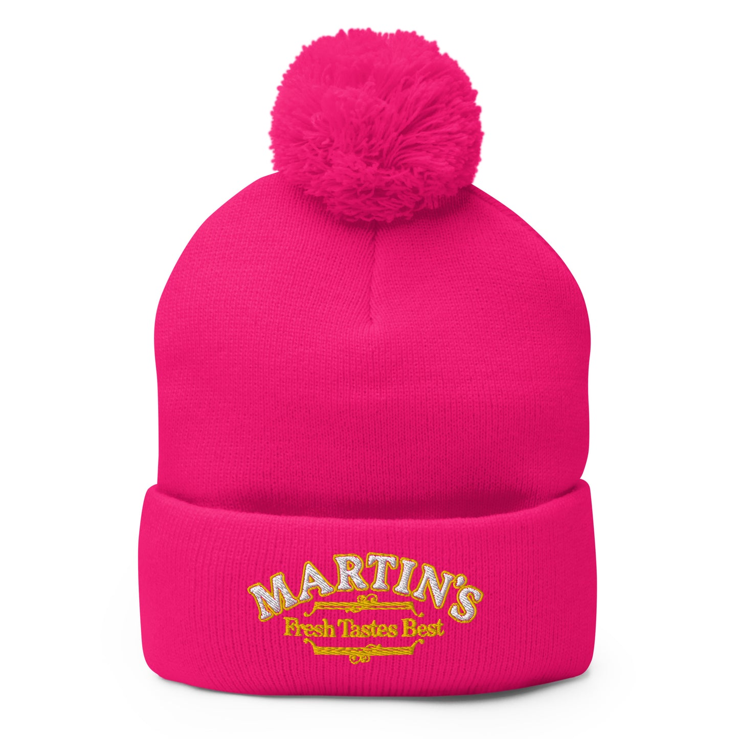 Pink Logo Pom-Pom Beanie
