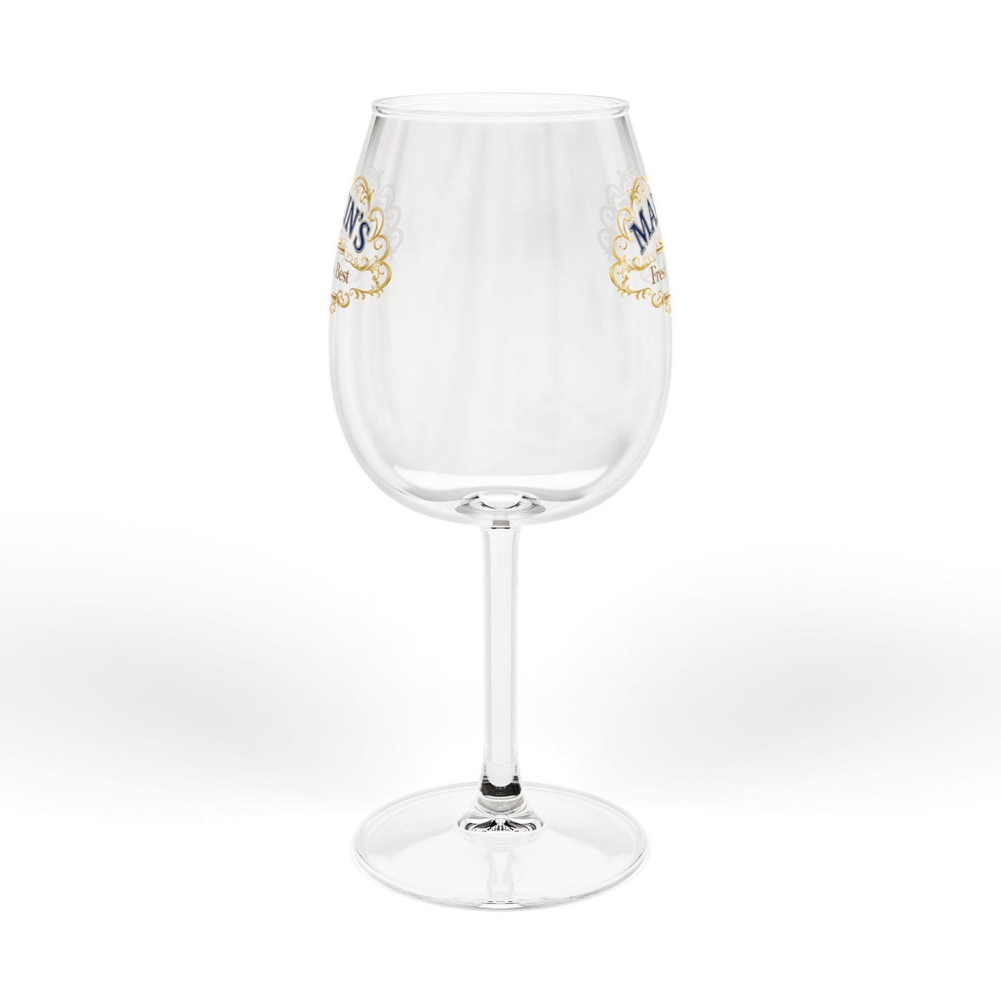 Personalized 12oz Wine Glass — Elegant Vintage Crest "Martin's" Design