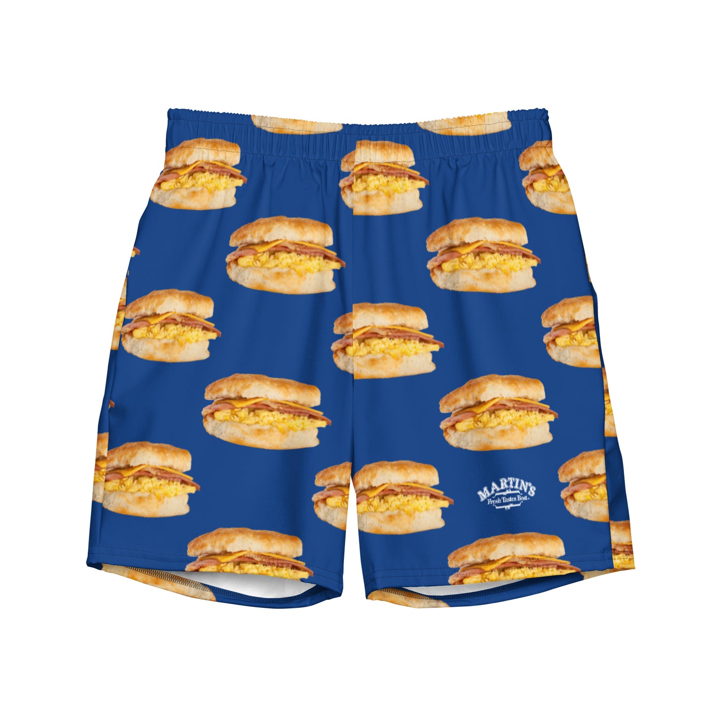 Navy Blue Ham Egg and Cheese Biscuit Swim Trunks