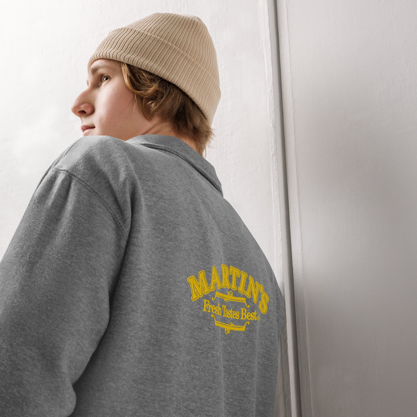 Embroidered Logo Fleece Pullover - Gold
